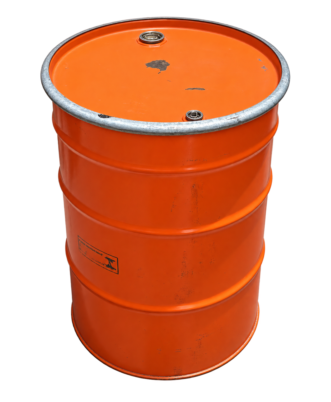 Tambor de ferro 200 Litros com tampa laranja